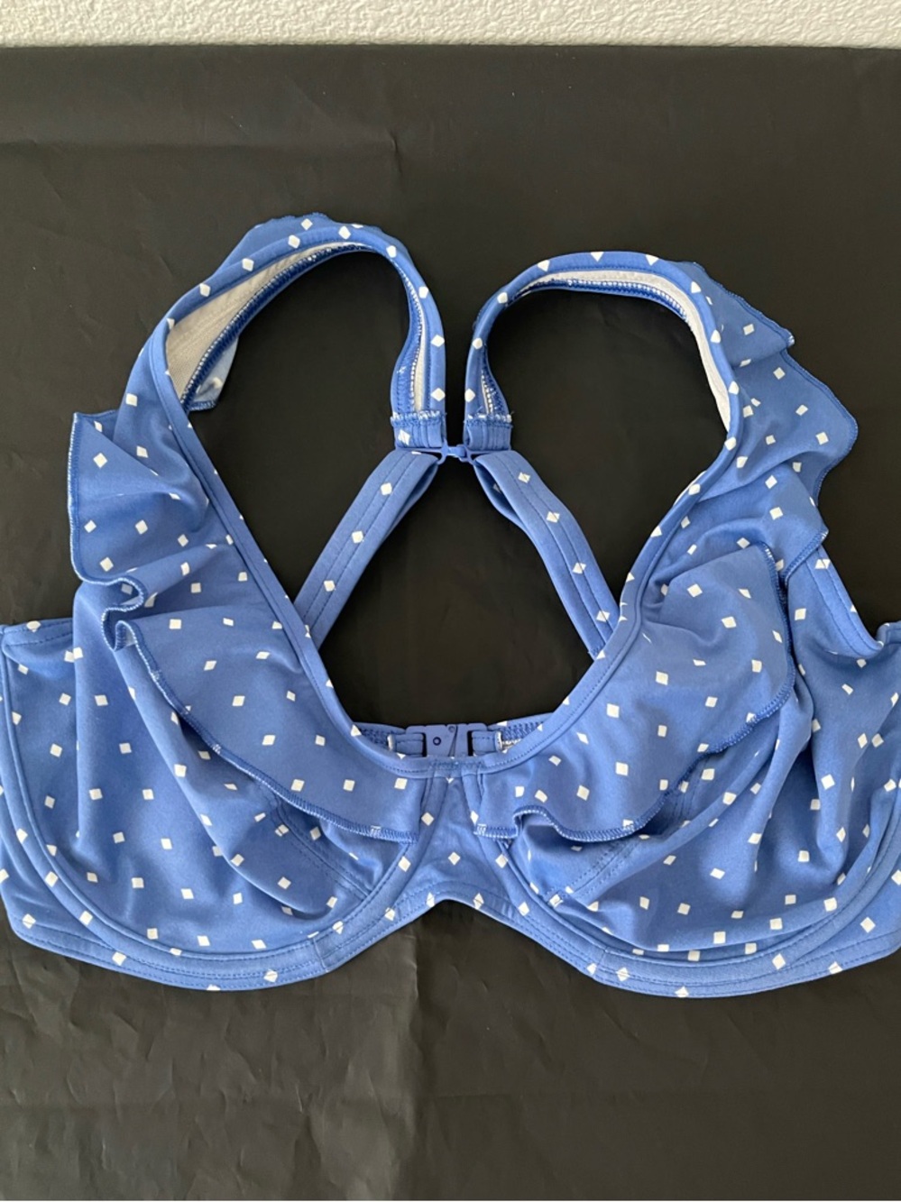 Freya Blue & White Diamond J-hook bikini top - 34H (USA) - NWOT - Picture 2 of 11